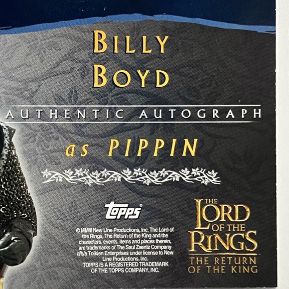 BILLY BOYD AUTOGRAPH CARD / Pippin From LOTR: Return Of The King / Topps / 2003 - Picture 6 of 7